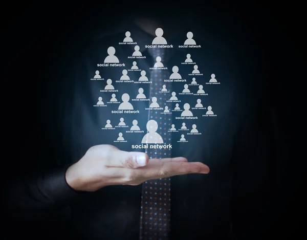 Social network structure in  hand — Stock Photo, Image