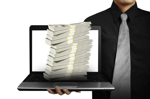 Man showing  laptop against — Stock Photo, Image