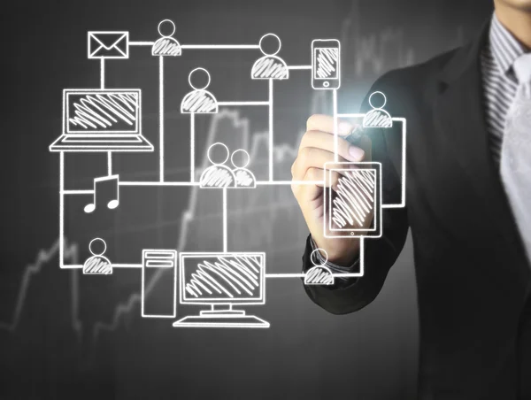 Drawing social network structure — Stock Photo, Image