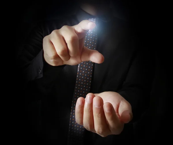 Hand pressing modern social button — Stock Photo, Image