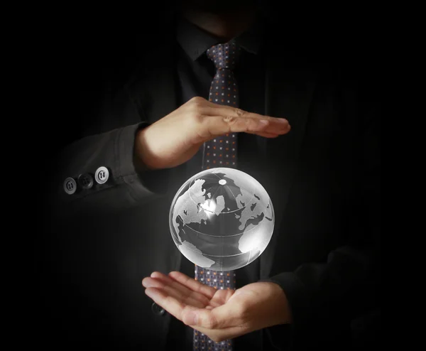 Man holding  earth Extremely detailed image including elements f — Stock Photo, Image