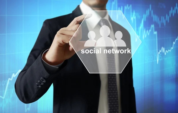 Berührende virtuelle Ikone des sozialen Netzwerks — Stockfoto