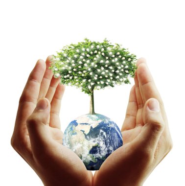 Dünya, insan eli, bizim gezegen Dünya'ya glowin tutan el Earth'te