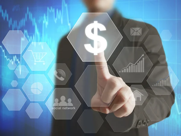 Financial symbols coming from han — Stock Photo, Image