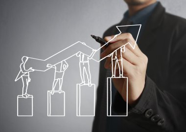 İşadamı grafik büyüyen grafik çizim