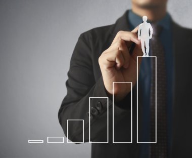 İşadamı grafik büyüyen grafik çizim