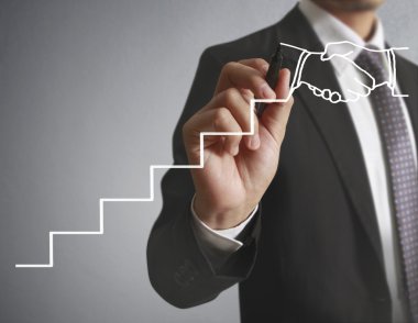 İşadamı grafik büyüyen grafik çizim