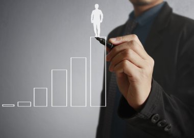 İşadamı grafik büyüyen grafik çizim