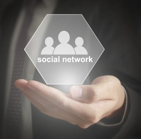 Social network structure in hand — Stock Photo, Image