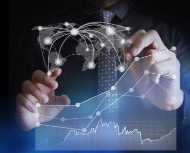 İşadamı grafik büyüyen grafik çizim