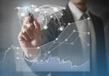 İşadamı grafik büyüyen grafik çizim
