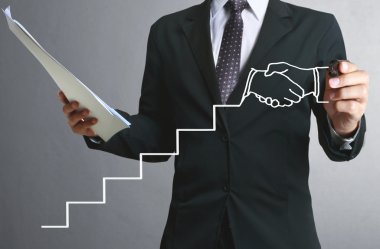 İşadamı grafik büyüyen grafik çizim
