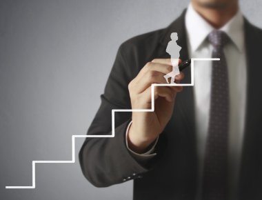 İşadamı grafik büyüyen grafik çizim