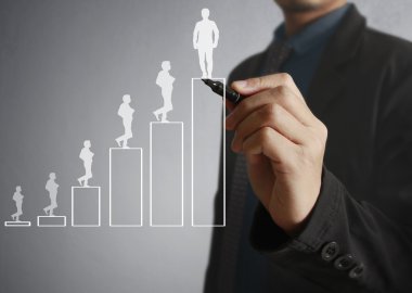 İşadamı grafik büyüyen grafik çizim