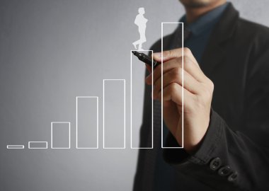 İşadamı grafik büyüyen grafik çizim