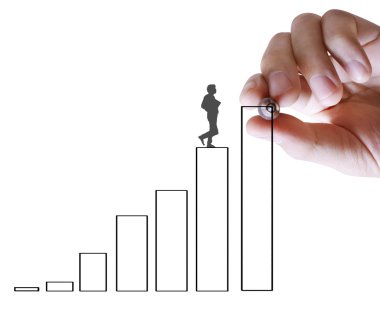 İşadamı grafik büyüyen grafik çizim