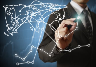 İşadamı grafik büyüyen grafik çizim