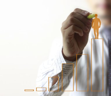 İşadamı grafik büyüyen grafik çizim