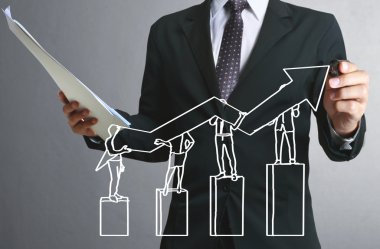 İşadamı grafik büyüyen grafik çizim