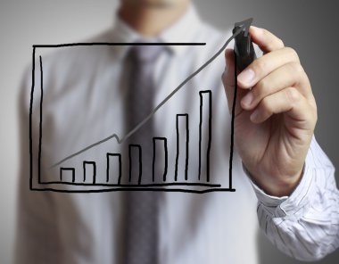 İşadamı grafik büyüyen grafik çizim