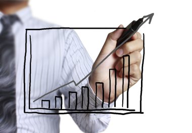 İşadamı grafik büyüyen grafik çizim