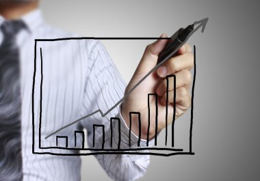 İşadamı grafik büyüyen grafik çizim