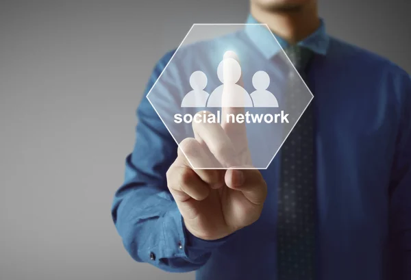 Berührende virtuelle Ikone des sozialen Netzwerks — Stockfoto