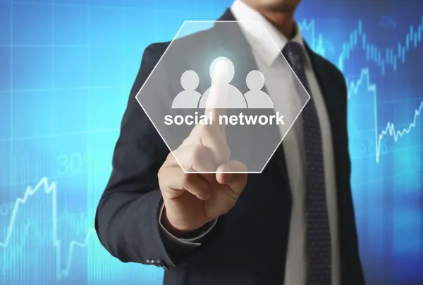 Rörande virtuella ikonen i sociala nätverk — Stockfoto