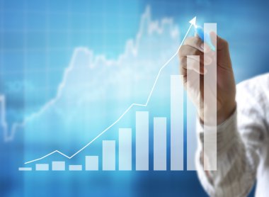 İşadamı grafik büyüyen grafik çizim