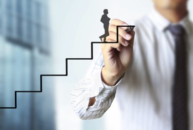 İşadamı grafik büyüyen grafik çizim