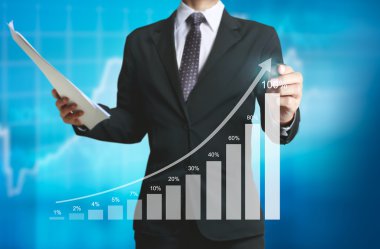 İşadamı grafik büyüyen grafik çizim