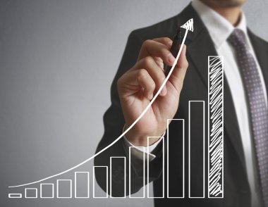 İşadamı grafik büyüyen grafik çizim