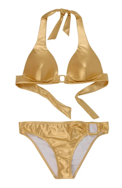 Golden swimsuit isolated on white — Stock Photo, Image