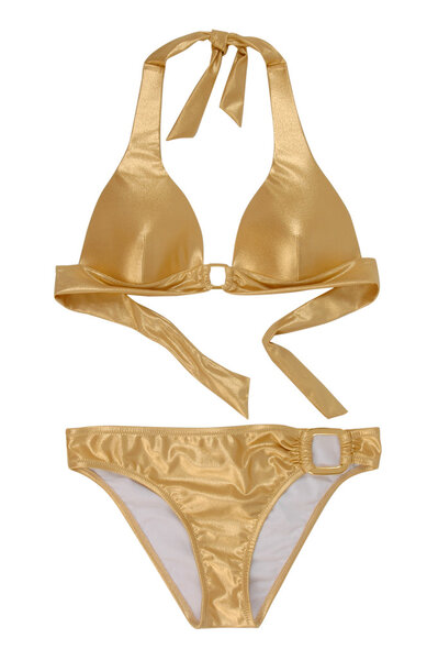 golden swimsuit isolated on white