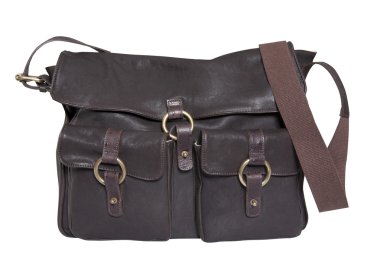 beyaz izole kahverengi çanta