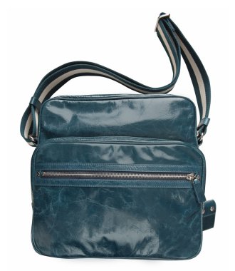 beyaz izole mavi çanta