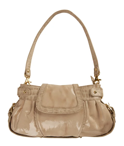 Sac beige isolé sur blanc — Photo