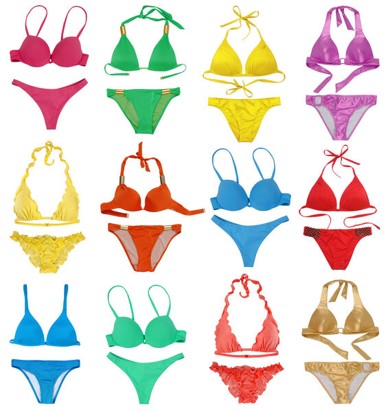 коллекция красочных купальников, изолированных на белом
