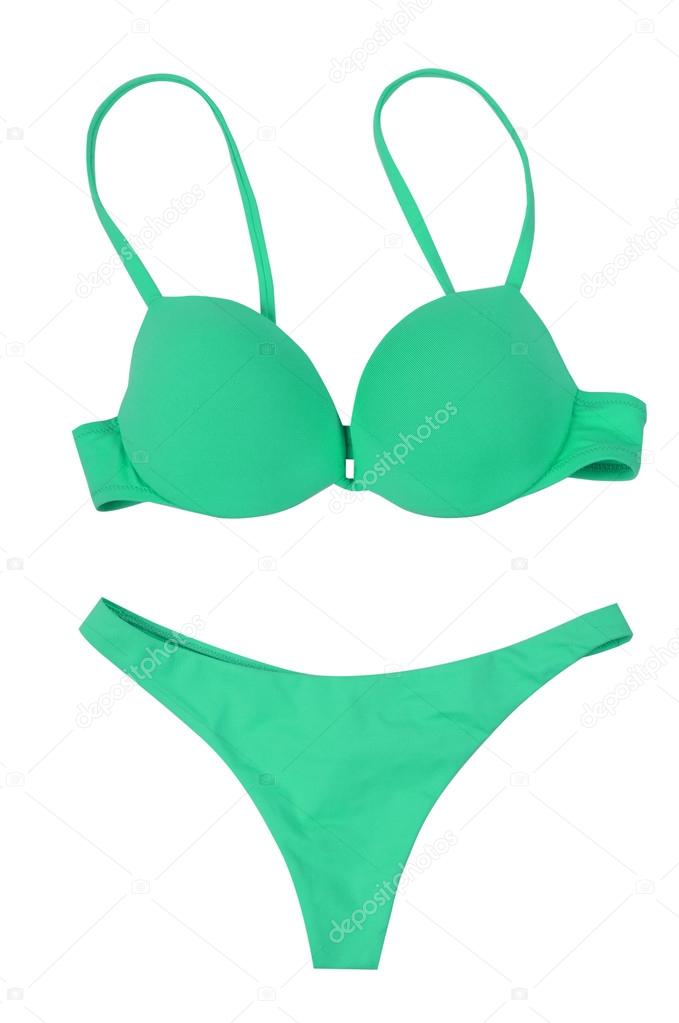 green swimsuit isolated on white