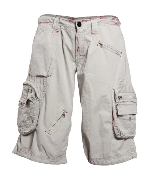 Grijze shorts geïsoleerd op witte achtergrond — Stockfoto