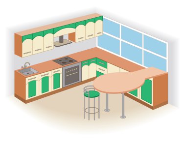 modern kitchen interior (vector illustration) clipart