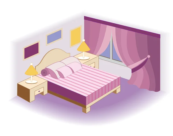 Intérieur moderne de chambre à coucher (illustration vectorielle ) — Image vectorielle