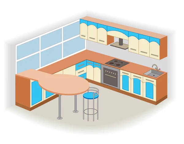 Intérieur de cuisine moderne (illustration vectorielle ) — Image vectorielle