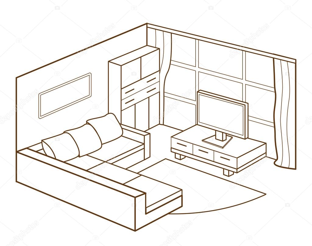 modern living room interior (vector illustration)