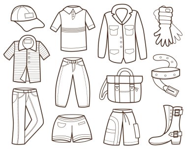 collection of men's clothing (vector illustration) clipart