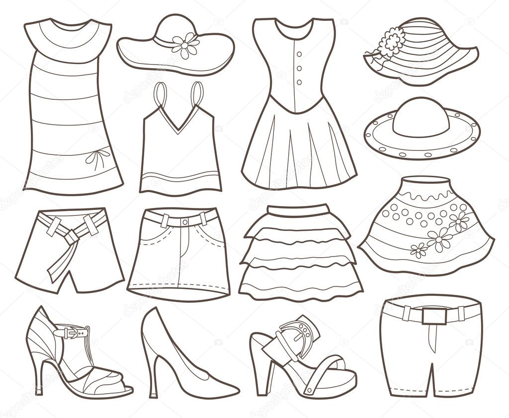 collection of women's clothing (vector illustration)