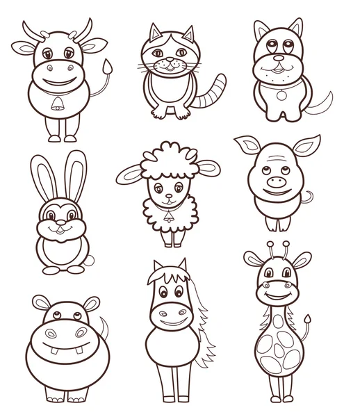 Conjunto de ícones animais (ilustração vetorial ) — Vetor de Stock