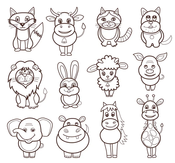 Conjunto de iconos animales (ilustración vectorial ) — Vector de stock