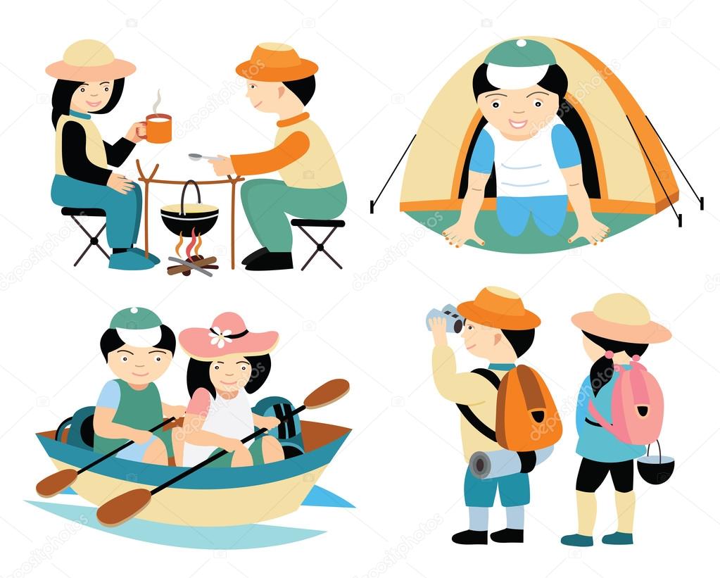 tourists travel (vector illustration set)