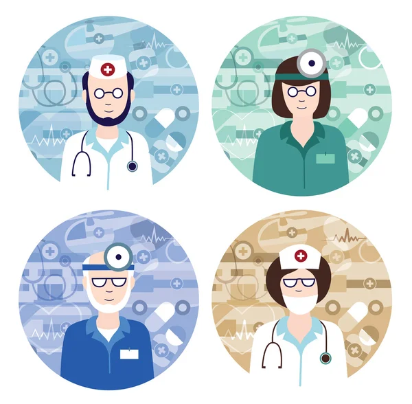 Set of medical avatars (flat concept, vector illustration) — Stock Vector